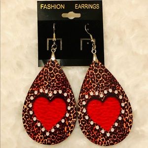 Cheetah and red heart sublimated earrings